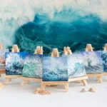 original art miniature seascape acrylic painting on a small canvas