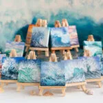 original art miniature seascape acrylic painting on a small canvas