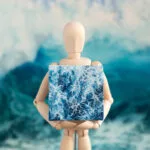 Miniature navy blue ocean water surface acrylic painting
