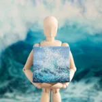 Blue ocean wave mini acrylic painting
