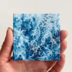 Miniature navy blue ocean water surface acrylic painting