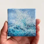 Blue ocean wave mini acrylic painting