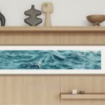 ‘Sparkles on Turquoise Water’ displayed in a cozy bedroom, bringing peaceful ocean energy and soothing colors to the relaxing space.