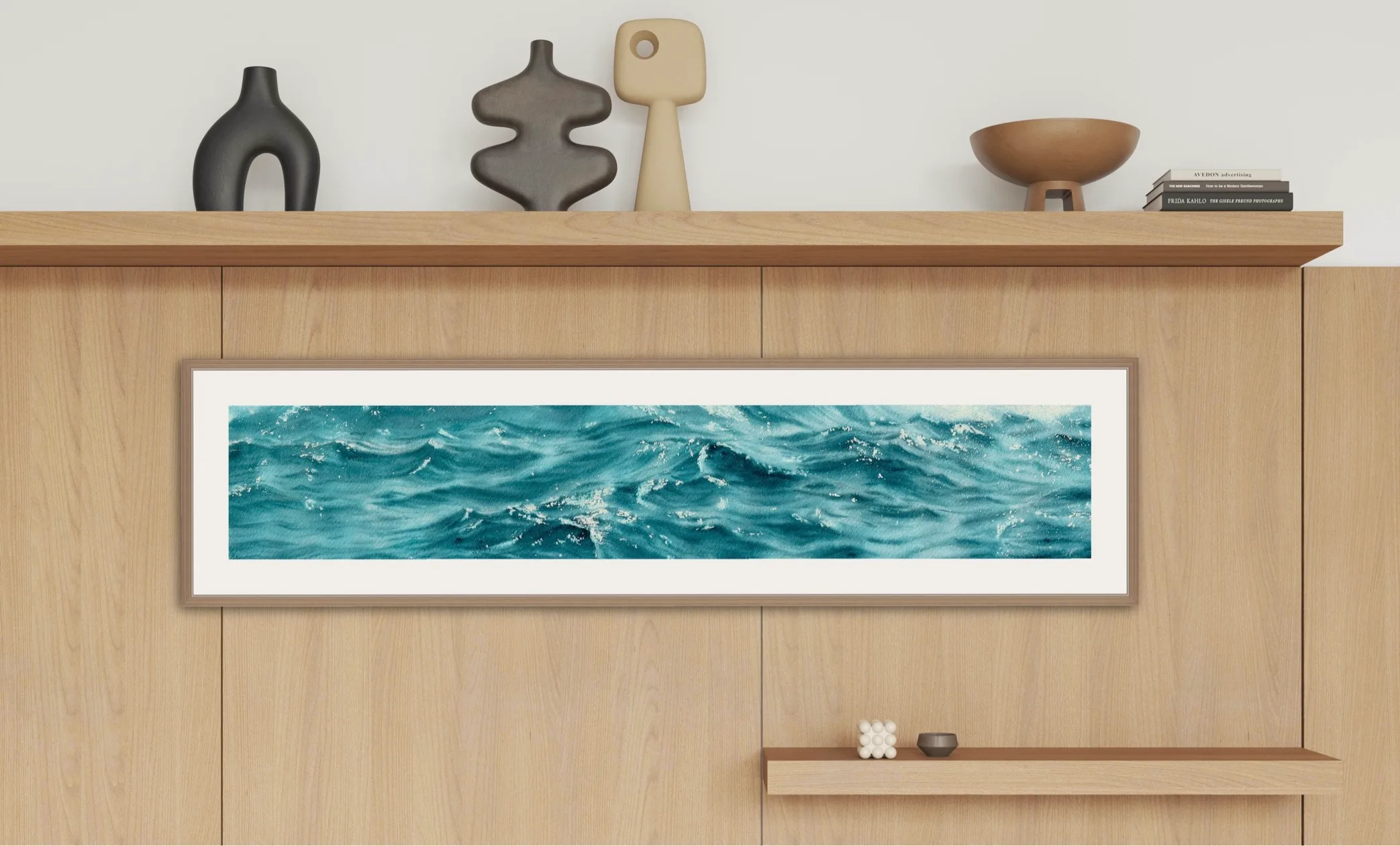 ‘Sparkles on Turquoise Water’ displayed in a cozy bedroom, bringing peaceful ocean energy and soothing colors to the relaxing space.