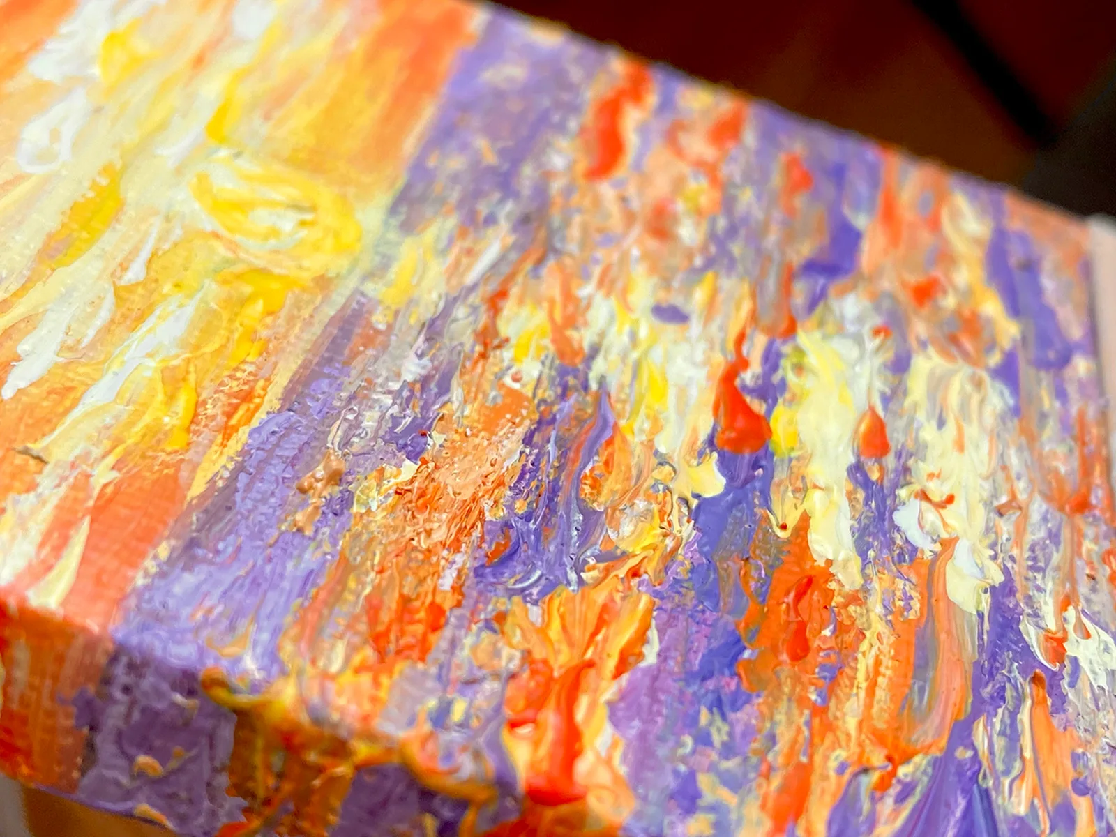 Sunset above the ocean mini acrylic painting
