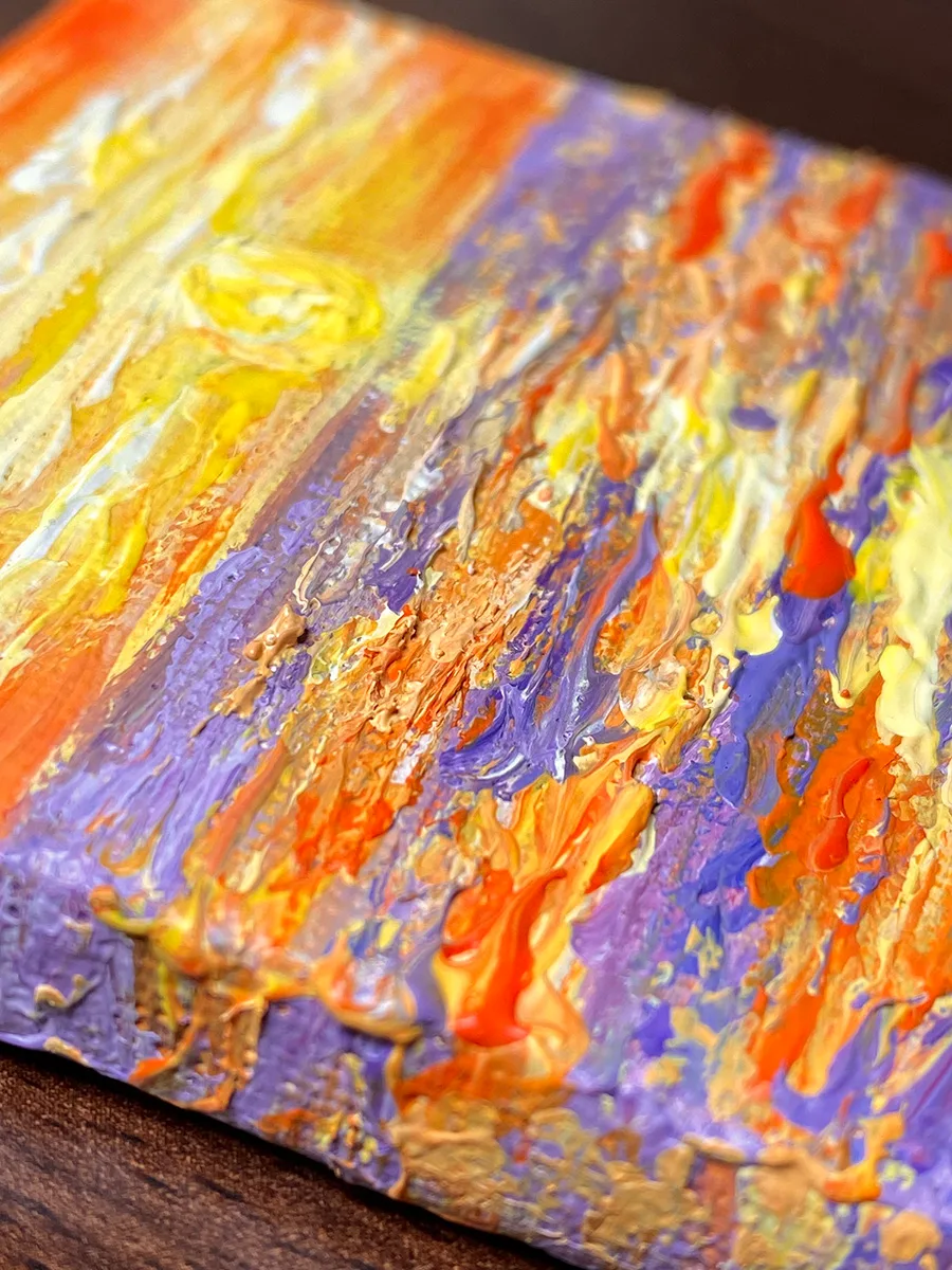 Sunset above the ocean mini acrylic painting