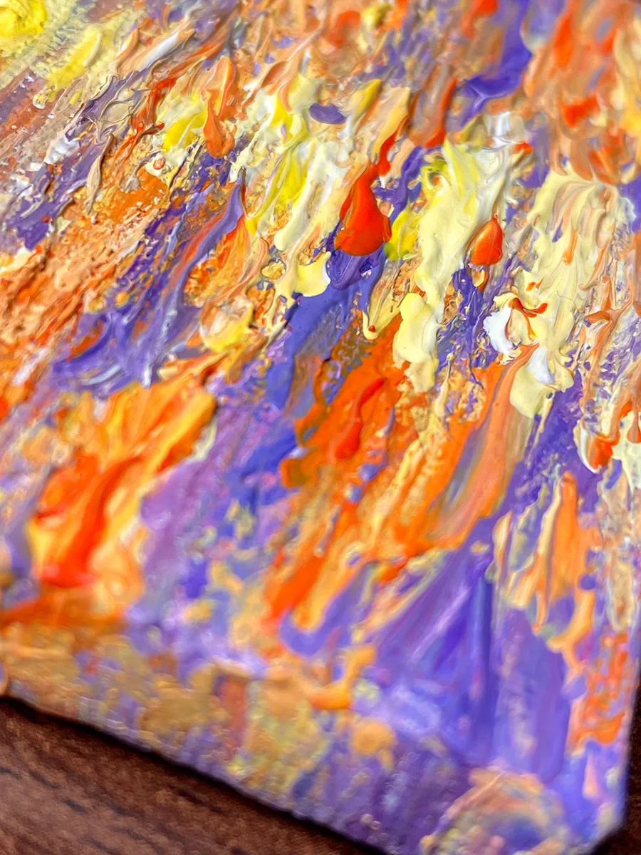 Sunset above the ocean mini acrylic painting