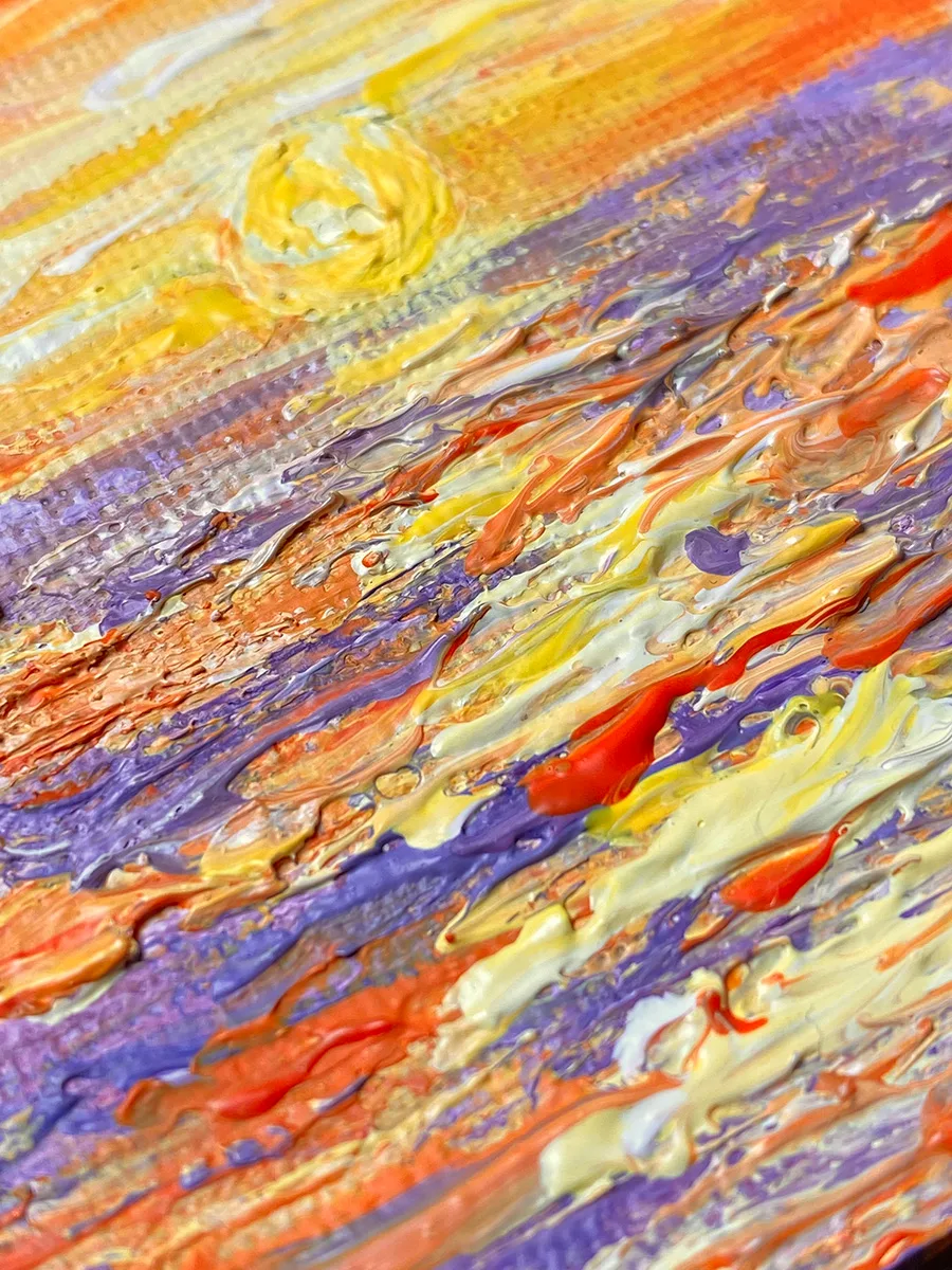 Sunset above the ocean mini acrylic painting