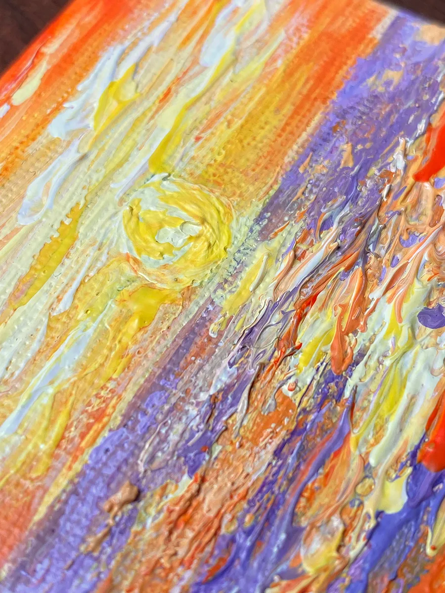 Sunset above the ocean mini acrylic painting