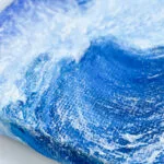 Splashing blue sea wave mini acrylic painting