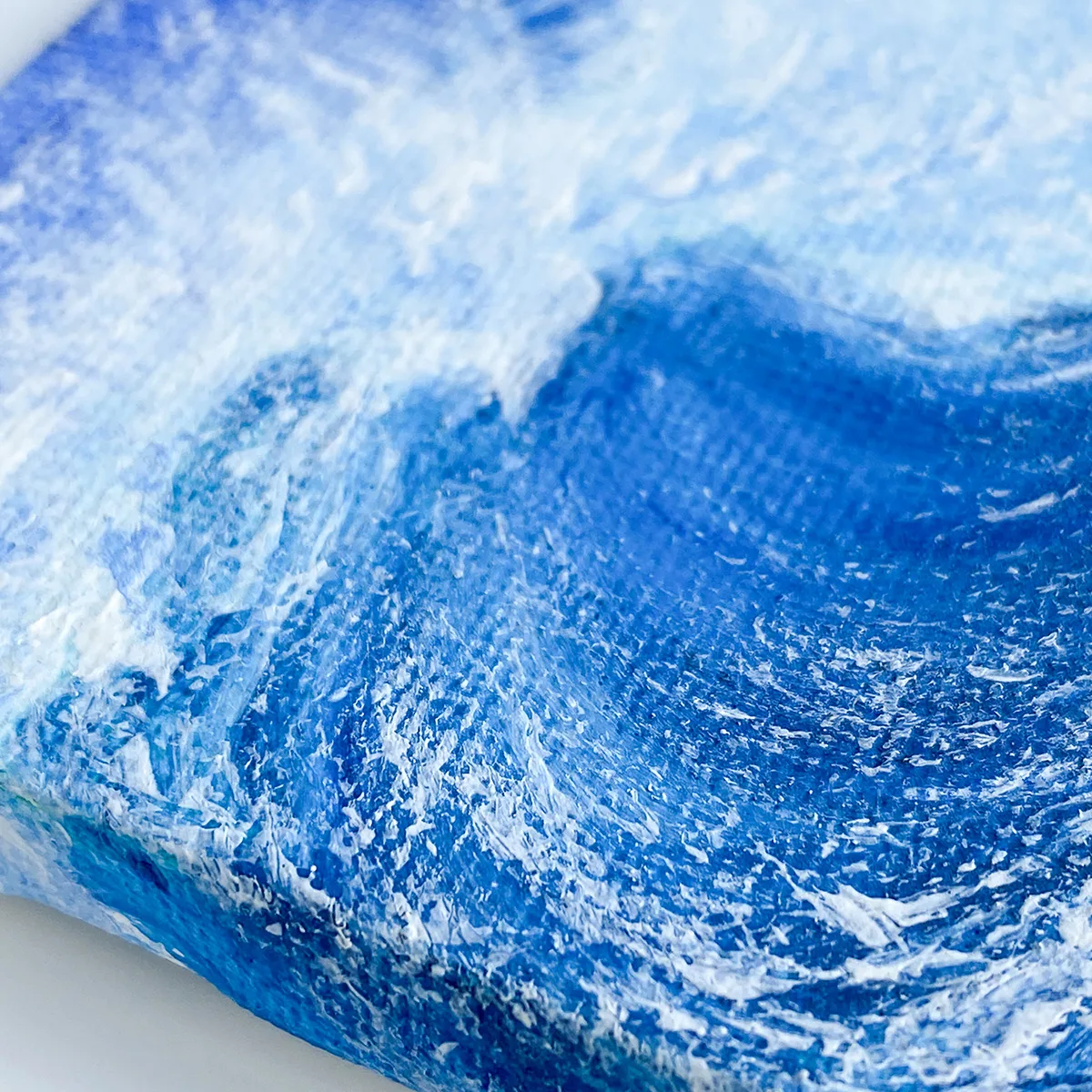 Splashing blue sea wave mini acrylic painting