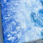 Splashing blue sea wave mini acrylic painting