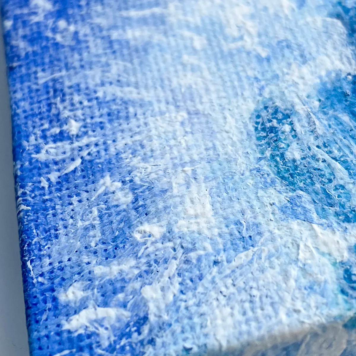 Splashing blue sea wave mini acrylic painting