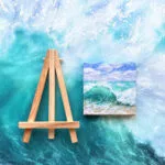 Turquoise green splashing ocean wave mini acrylic painting