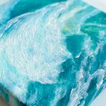 Splashing emerald sea wave mini acrylic painting