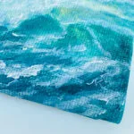 Splashing emerald sea wave mini acrylic painting
