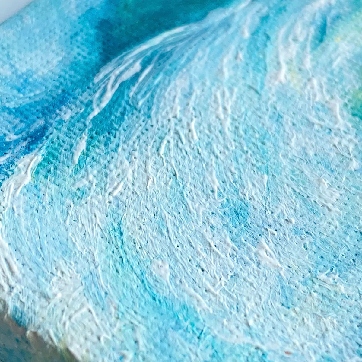 Splashing emerald sea wave mini acrylic painting