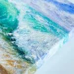 Turquoise green splashing ocean wave mini acrylic painting