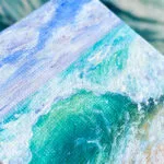 Turquoise green splashing ocean wave mini acrylic painting