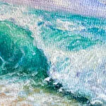 Turquoise green splashing ocean wave mini acrylic painting