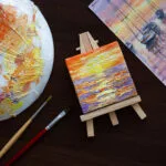 Sunset above the ocean mini acrylic painting