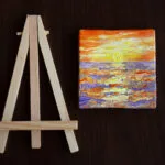 Sunset above the ocean mini acrylic painting