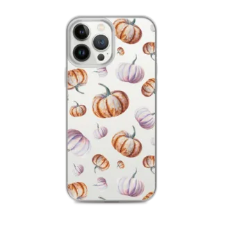 Orange Pumpkins Autumn Art Clear Phone Case – Watercolor Fall Harvest Phone Cover