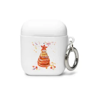 Christmas Winter AirPods Case – Watercolor Orange Tree Design for AirPods 1/2 & Pro