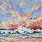 Sunrise at the ocean mini acrylic painting