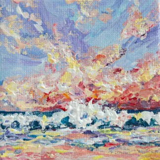 Sunrise at the ocean mini acrylic painting