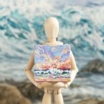 Sunrise at the ocean mini acrylic painting