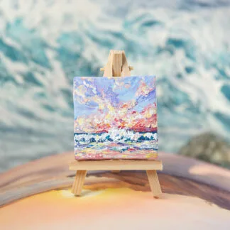 Sunrise at the ocean mini acrylic painting