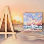 Sunrise at the ocean mini acrylic painting