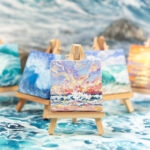 Sunrise at the ocean mini acrylic painting