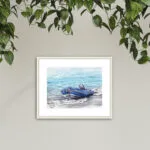 A lonely blue boat