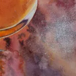 Signature of Kateryna Nazarenko on her festive Christmas drink watercolor painting, highlighting the artist’s touch.