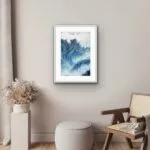 ‘Night Wave’ framed in a minimalist living area, balancing the dark energy of the ocean with sleek and modern decor.