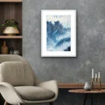 Framed ‘Night Wave’ in a modern space, adding a dramatic and energetic ocean scene to the room’s aesthetic.