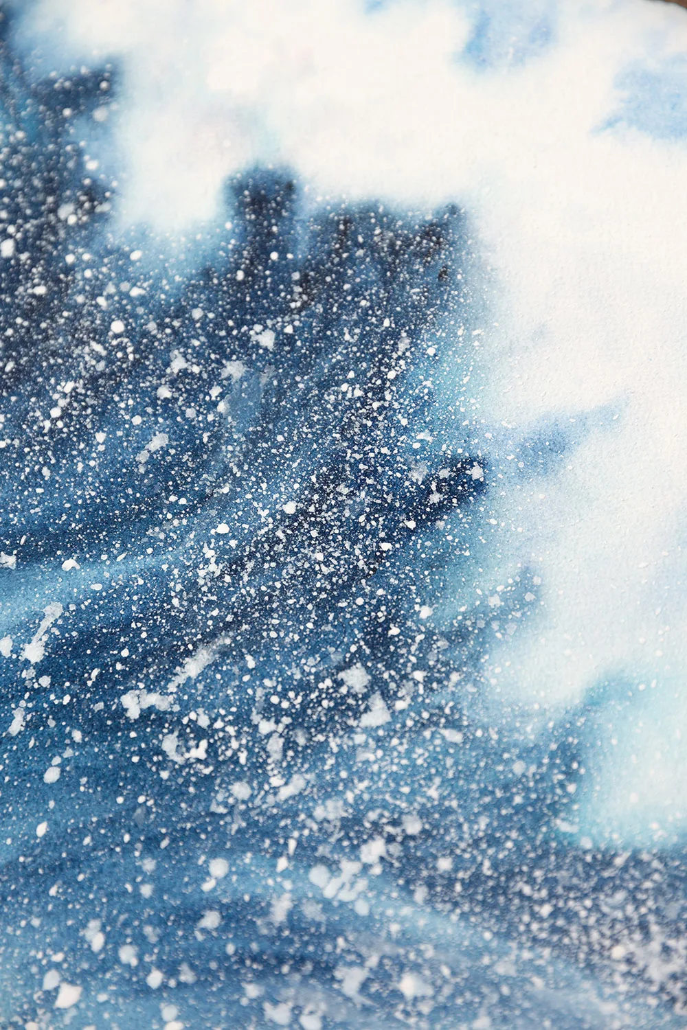 Close-up of the deep navy blue hues in ‘Night Wave,’ showcasing the dramatic movement and intensity of the ocean waves.