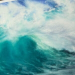 Detail of the soft transitions in the water’s surface, showing the smooth blending of green and blue tones in ‘Softness.
