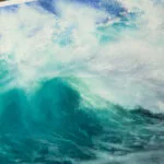 Detail of the soft transitions in the water’s surface, showing the smooth blending of green and blue tones in ‘Softness.
