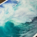 Close-up showing the soft turquoise and green colors blending in ‘Softness,’ conveying a peaceful and tranquil ocean scene.