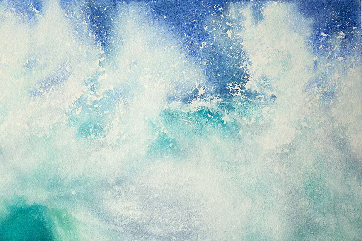 Detail of the subtle brushwork in ‘Softness,’ emphasizing the soft, harmonious waves and serene atmosphere.