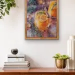 Holiday-themed watercolor art of orange punch, perfect for dining room Christmas decor.