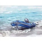 Lonely blue boat