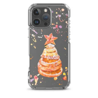 Christmas Clear Phone Case with Festive Christmas Tree of Oranges – Transparent Holiday iPhone Case
