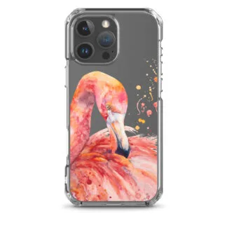Pink Flamingo Clear iPhone Case – Cute Watercolor Animal Design, Transparent Phone Cover