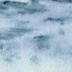 Detail of the artist's signature on ‘Coastal Wave,’ visible in the lower corner of the watercolor painting, signed by Kateryna Nazarenko.