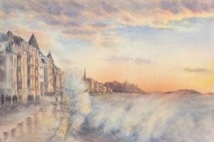 Storm in Saint Malo, watercolor on paper, 38x56 cm