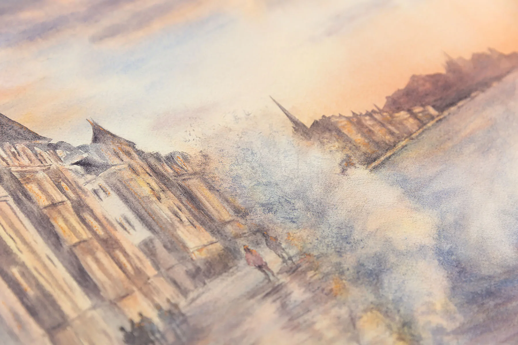 Close-up detail of powerful crashing waves in 'Storm in Saint-Malo,' emphasizing dynamic motion and foamy water.